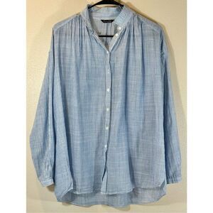 Massimo Dutti Finest Fabric Band Collar Bellowing Long Sleeve Button Up Shirt S